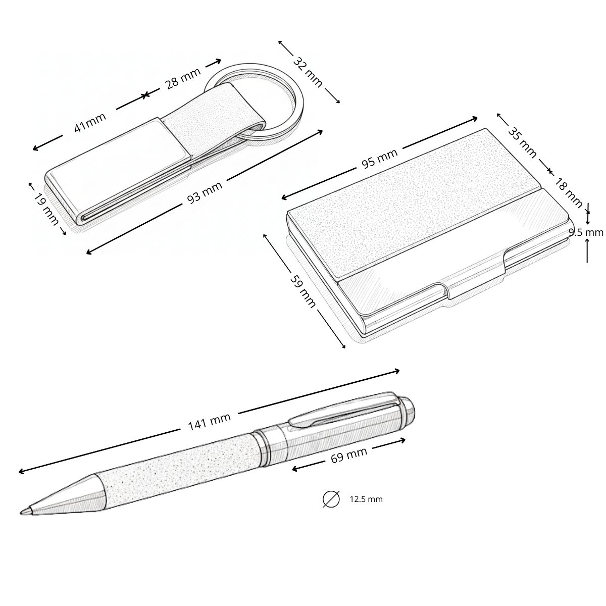 Set TORAJA: Bolígrafo, Llavero y Porta tarjetas
